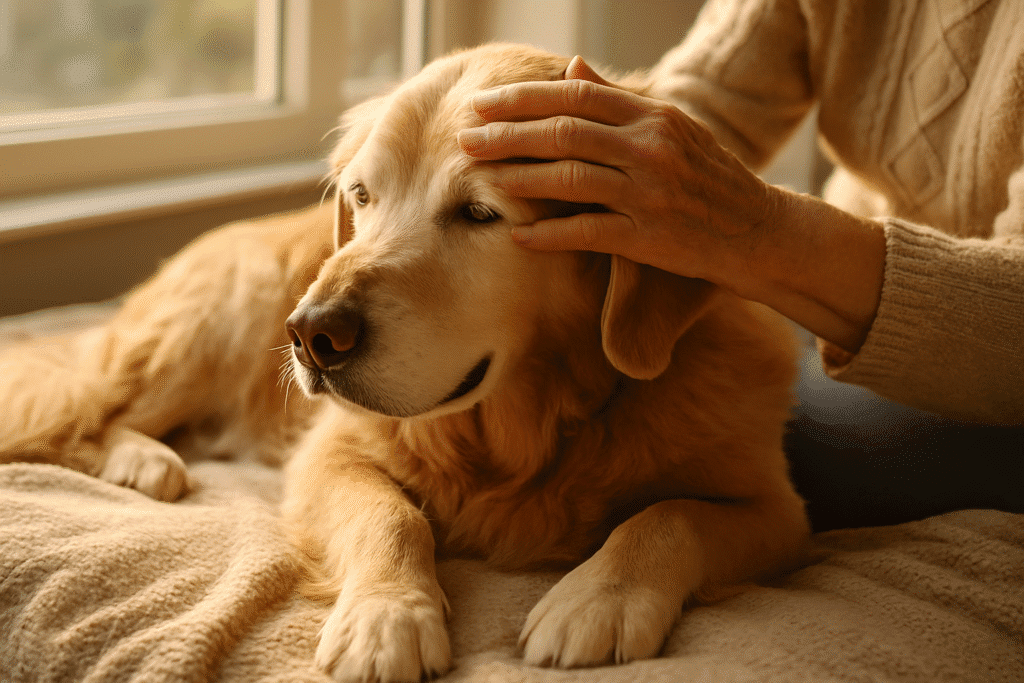 Golden Years, Golden Care: A Wellness Guide for Your Senior Pet 1 person caring for dog