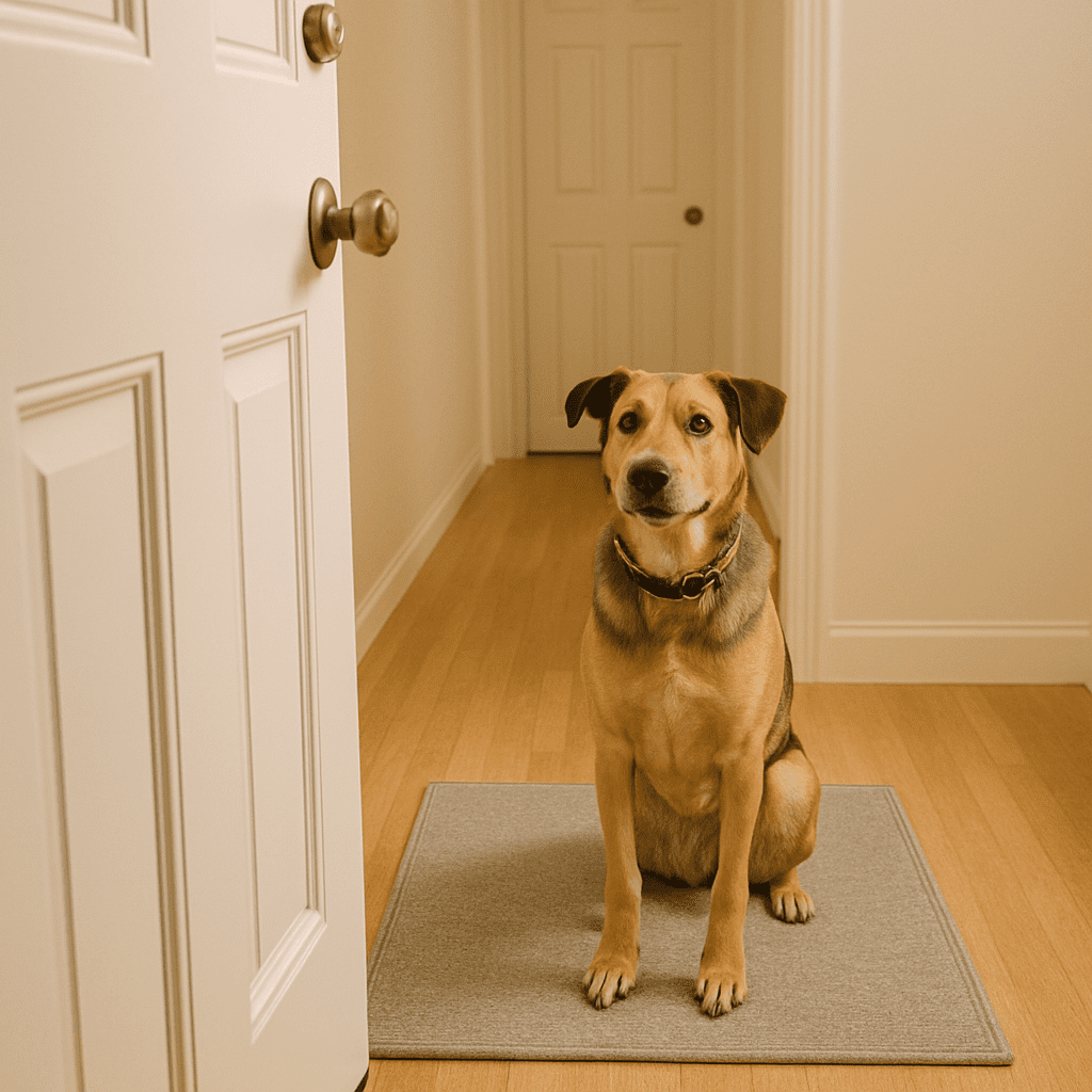 dog waiting at door