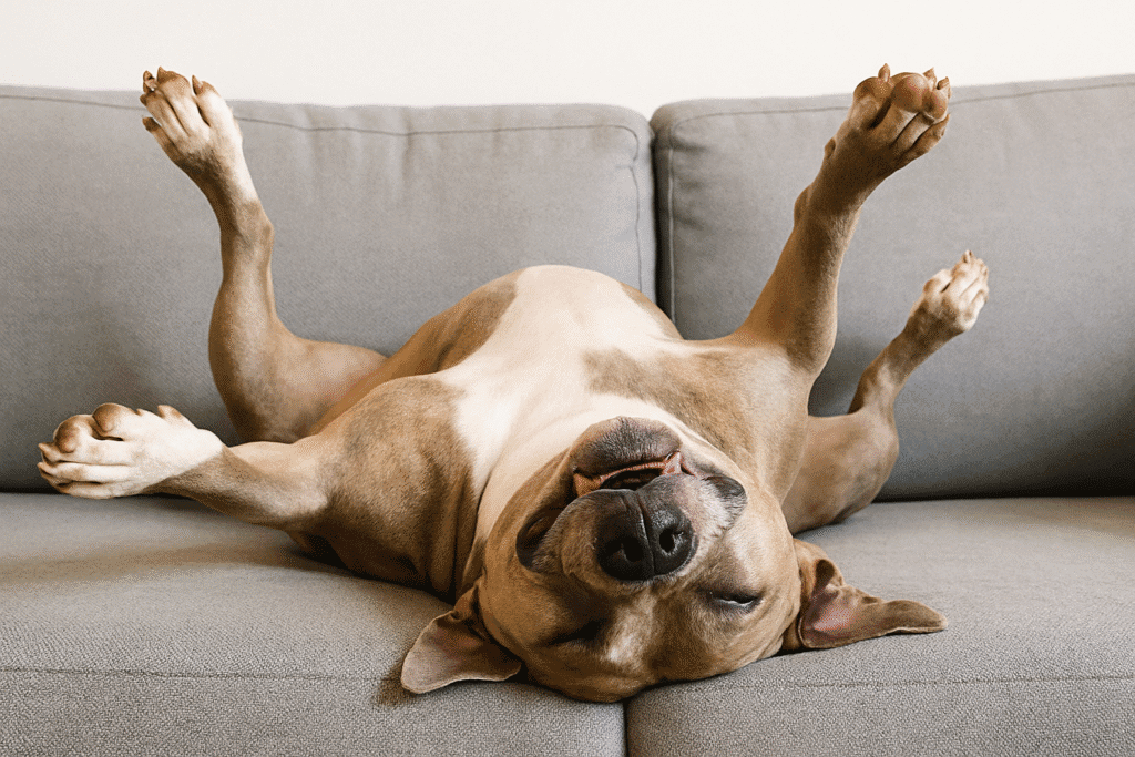 funny sleeping pitbull