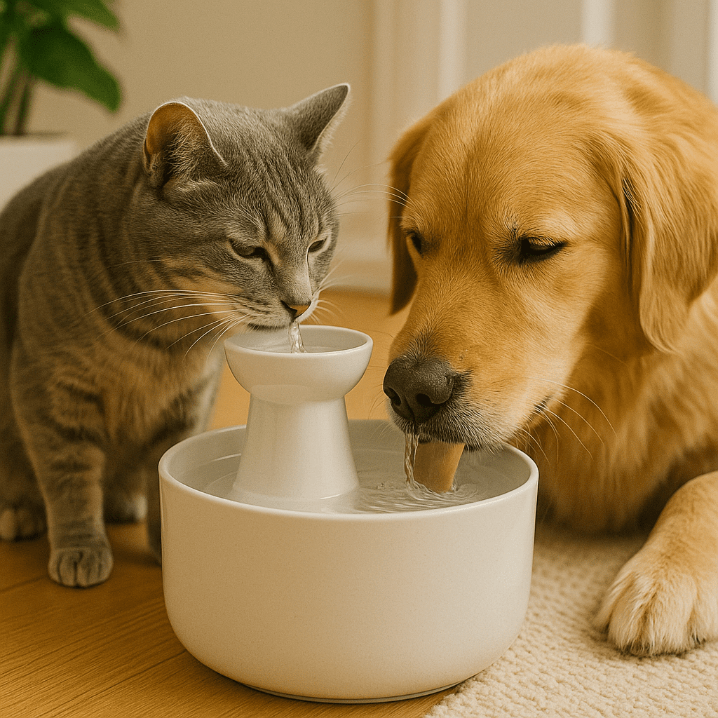 Dog Hydration: How Much Water Your Dog Needs and Signs of Dehydration 2 pets drinking water